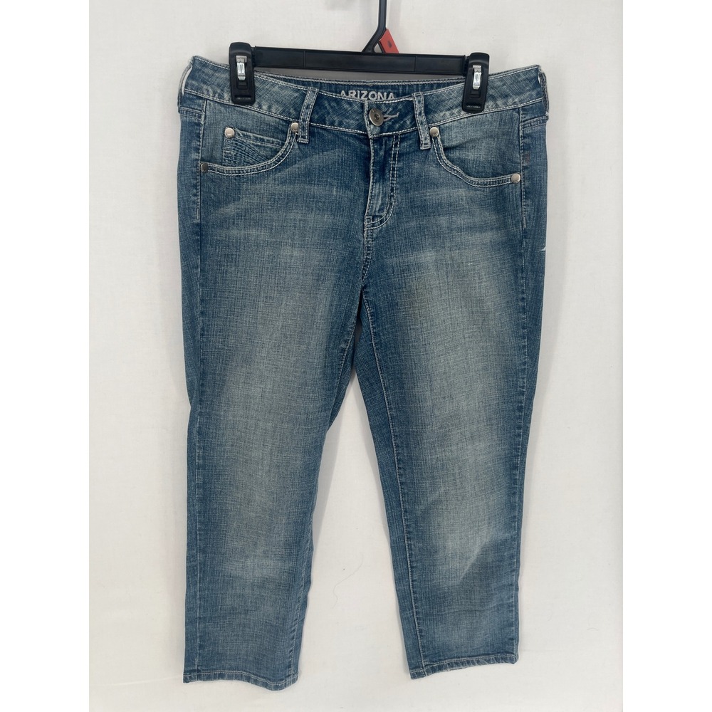 Arizona Jean Company Women Medium Wash Cropped Denim Jeans Size 7 Stretch Blue